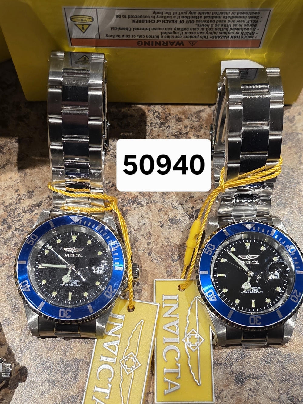 Invicta Men's Dive Watch Blue Bezel Stainless Bracelet (Pair) Model 50940. $99!